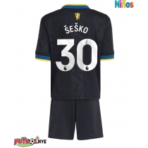 Camiseta Manchester United Benjamin Sesko #30 Tercera Equipación para niños 2025-26 manga corta (+ pantalones cortos)
